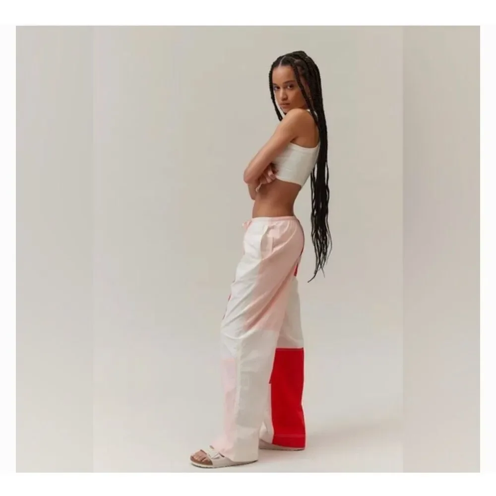 BDG Urban Outfitters Joey Pink & Red Color Block Wide Leg Pants sz XL NWOT